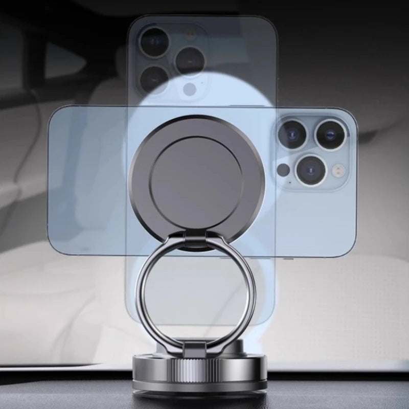 360° Adjustable Magnetic Car Mount with Strong Suction for GPS and Phone Support on Auto Dashboard