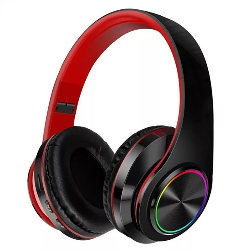 NNEOBA Wireless Bluetooth Headphone with Colorful Lights(Red)